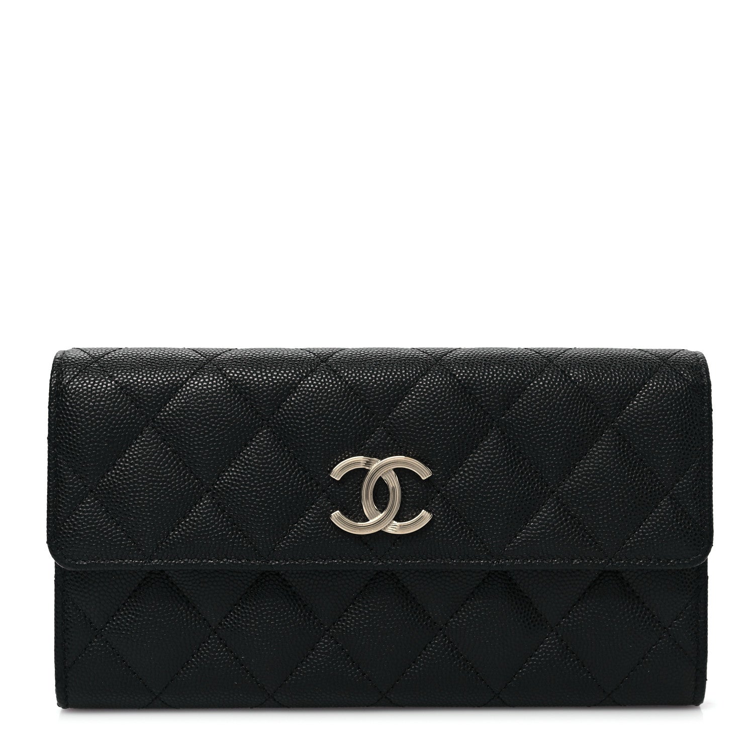Chanel Caviar Quilted CC Large Gusset Flap Wallet Black 1 of 8