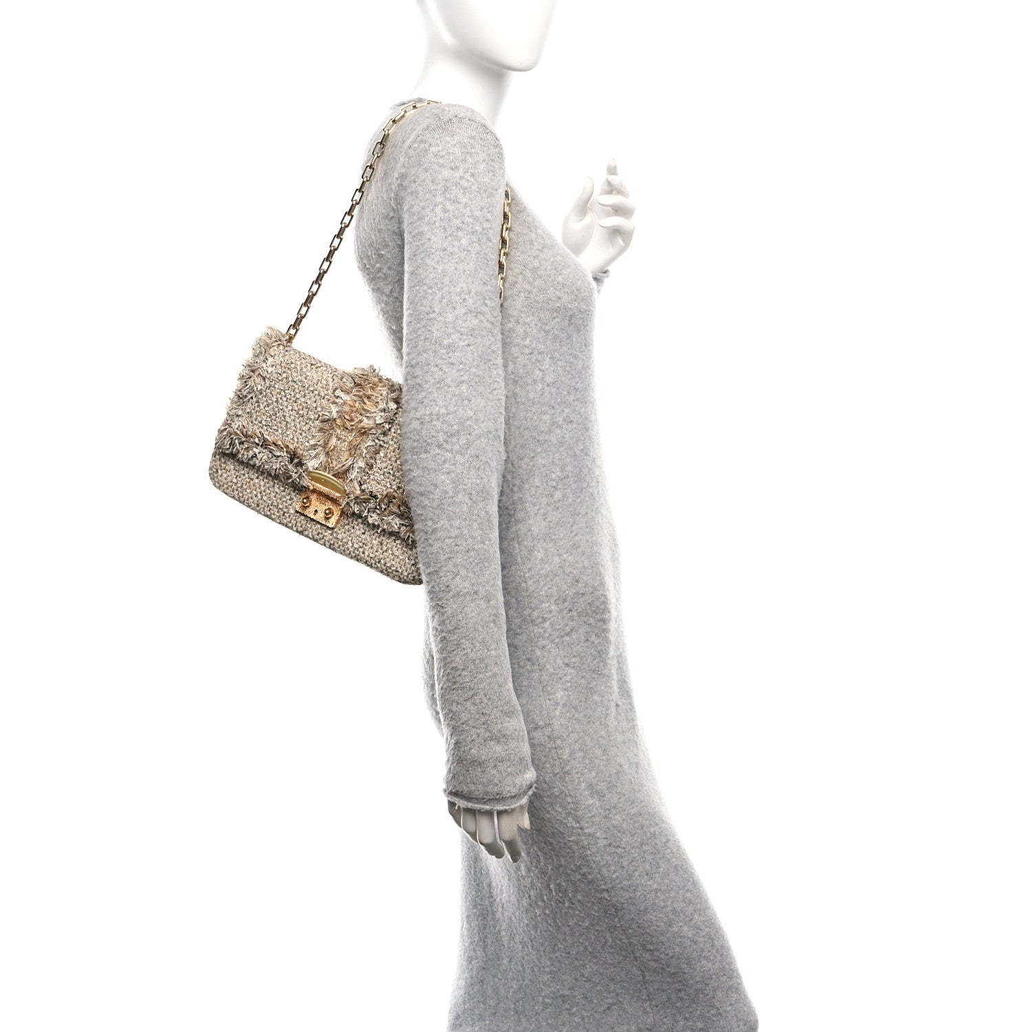 Christian Dior Tweed Medium Miss Dior Flap Beige 2 of 9