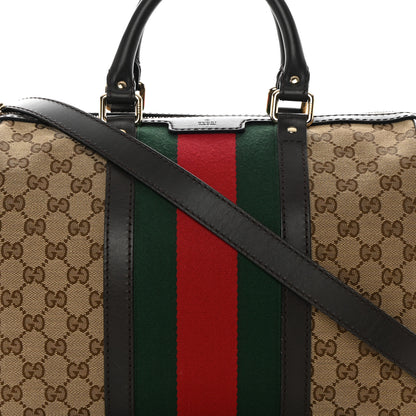Gucci Monogram Selleria Calfskin Vintage Web Medium Boston Beige Ebony Cocoa 8 of 21