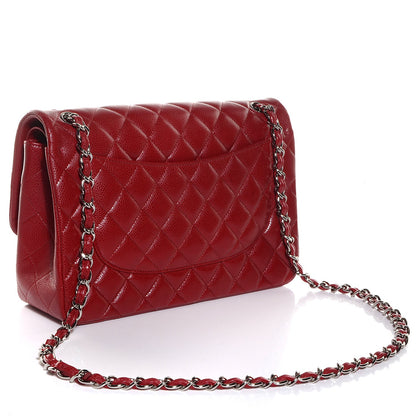 Chanel Caviar Quilted Jumbo Double Flap Red 3 of 8