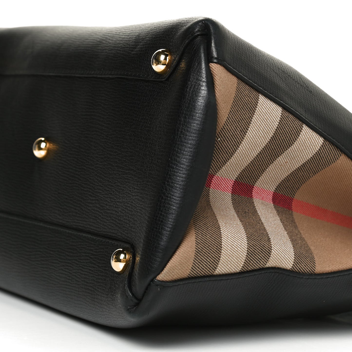 Grainy Calfskin House Check Medium Banner Tote Black