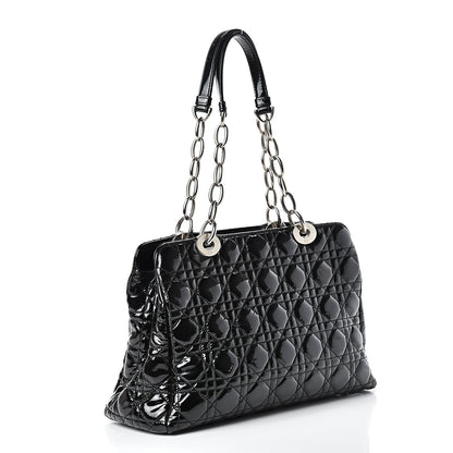 Christian Dior Patent Cannage Dior Soft Zipped Shopping Tote Black 2 of 12
