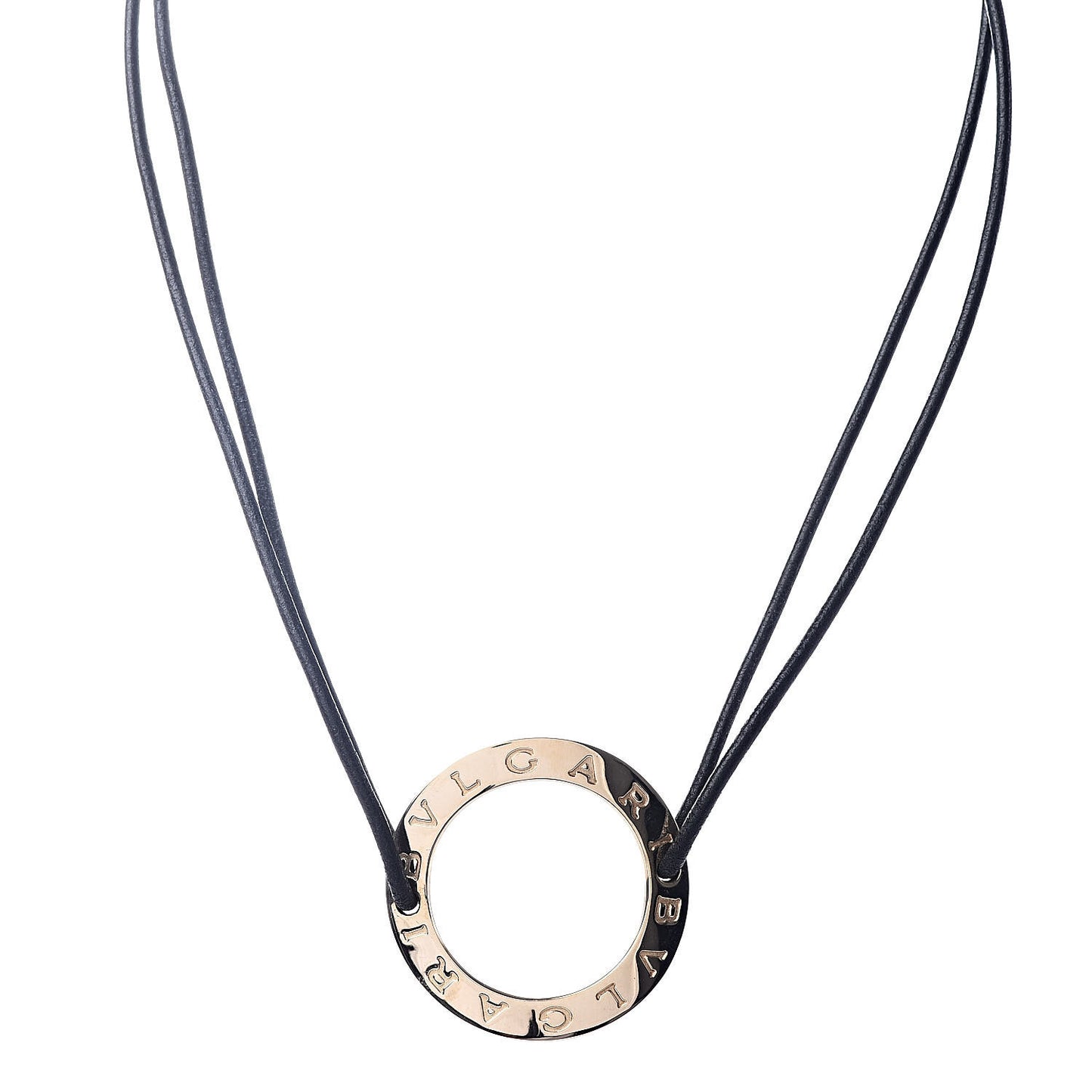 18K Yellow Gold Cord Pendant Necklace Black