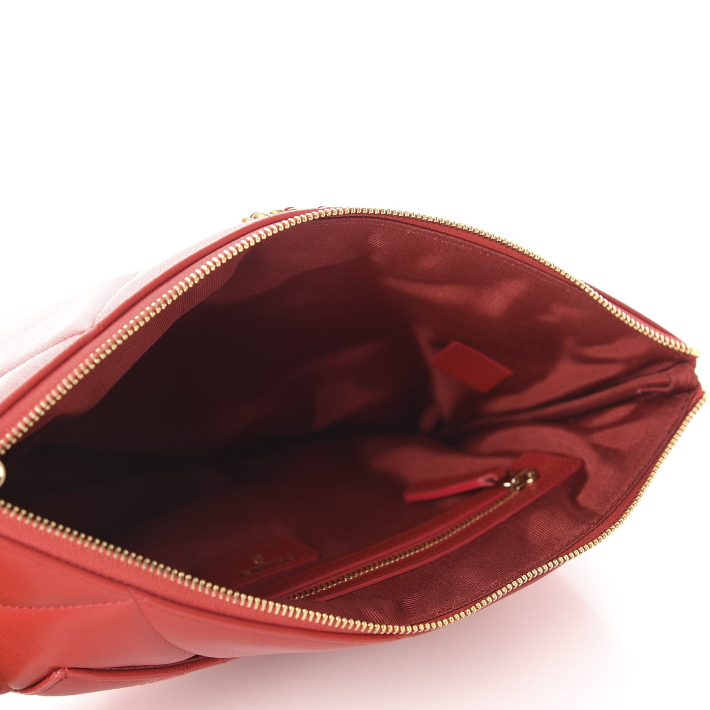 Goatskin Quilted Large 19 Cosmetic Case Red