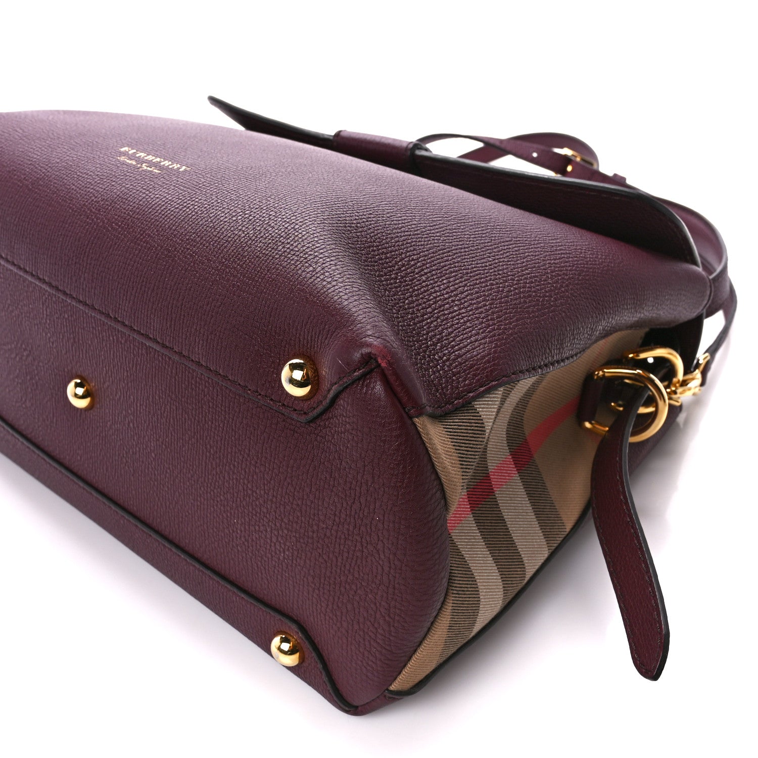 Burberry Derby Calfskin House Check Medium Camberley Burgundy 11 of 13