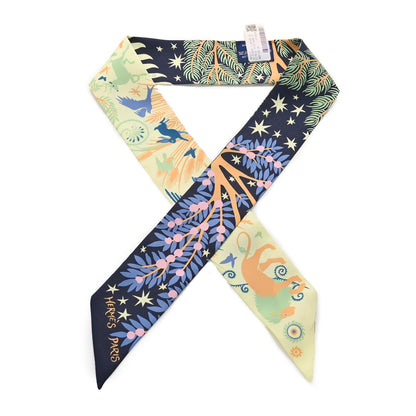 Hermes Silk Sous Le Charme D Orphee Twilly Bleu Black Jaune Soufre 1 of 4