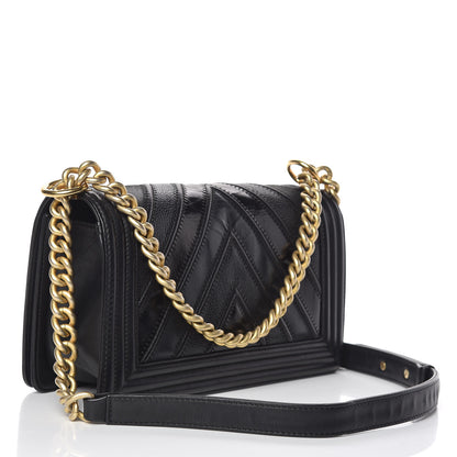 Chanel Caviar Suede Calfskin Chevron Medium Boy Flap Black 3 of 16
