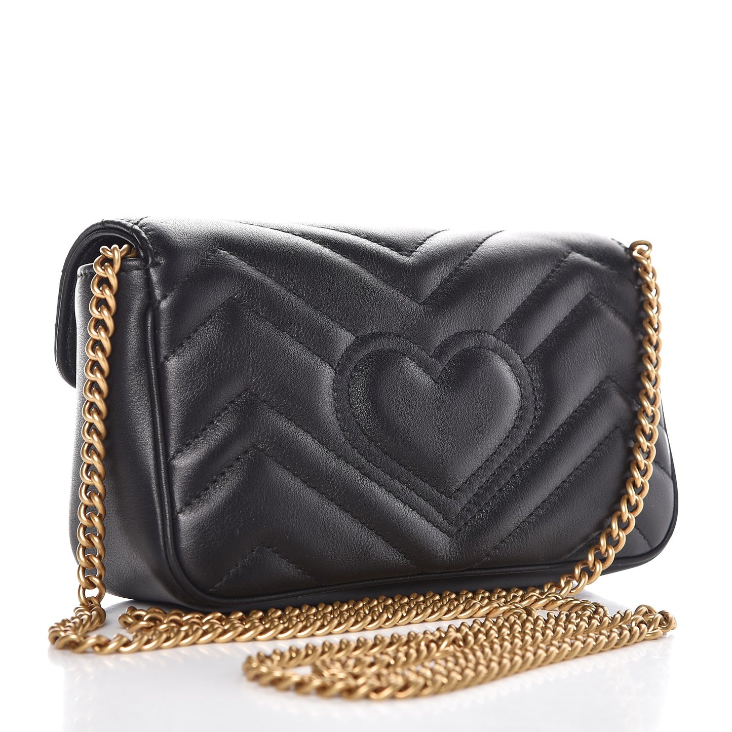 Calfskin Matelasse Super Mini GG Marmont Shoulder Bag Black