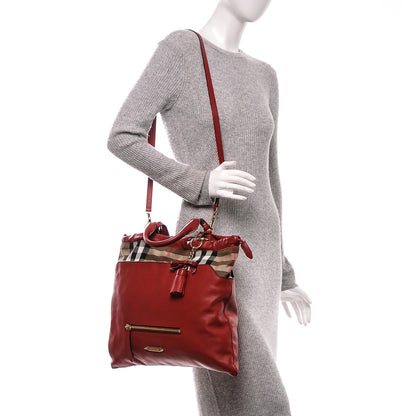 Burberry Calfskin House Check Big Crush Military Red 2 of 8