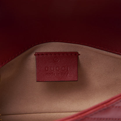 Gucci Calfskin Matelasse Super Mini GG Marmont Shoulder Bag Hibiscus Red 8 of 11