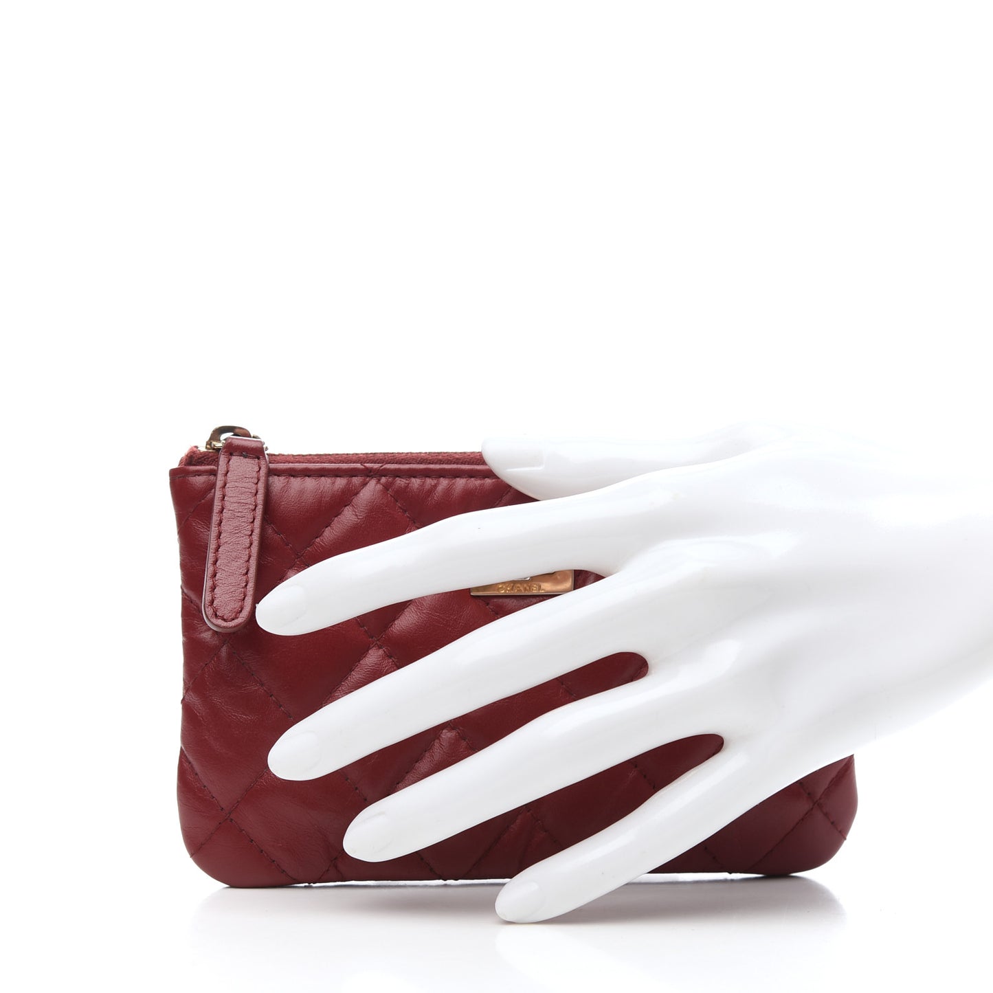 Aged Calfskin Quilted Small Reissue Cosmetic Case Burdundy