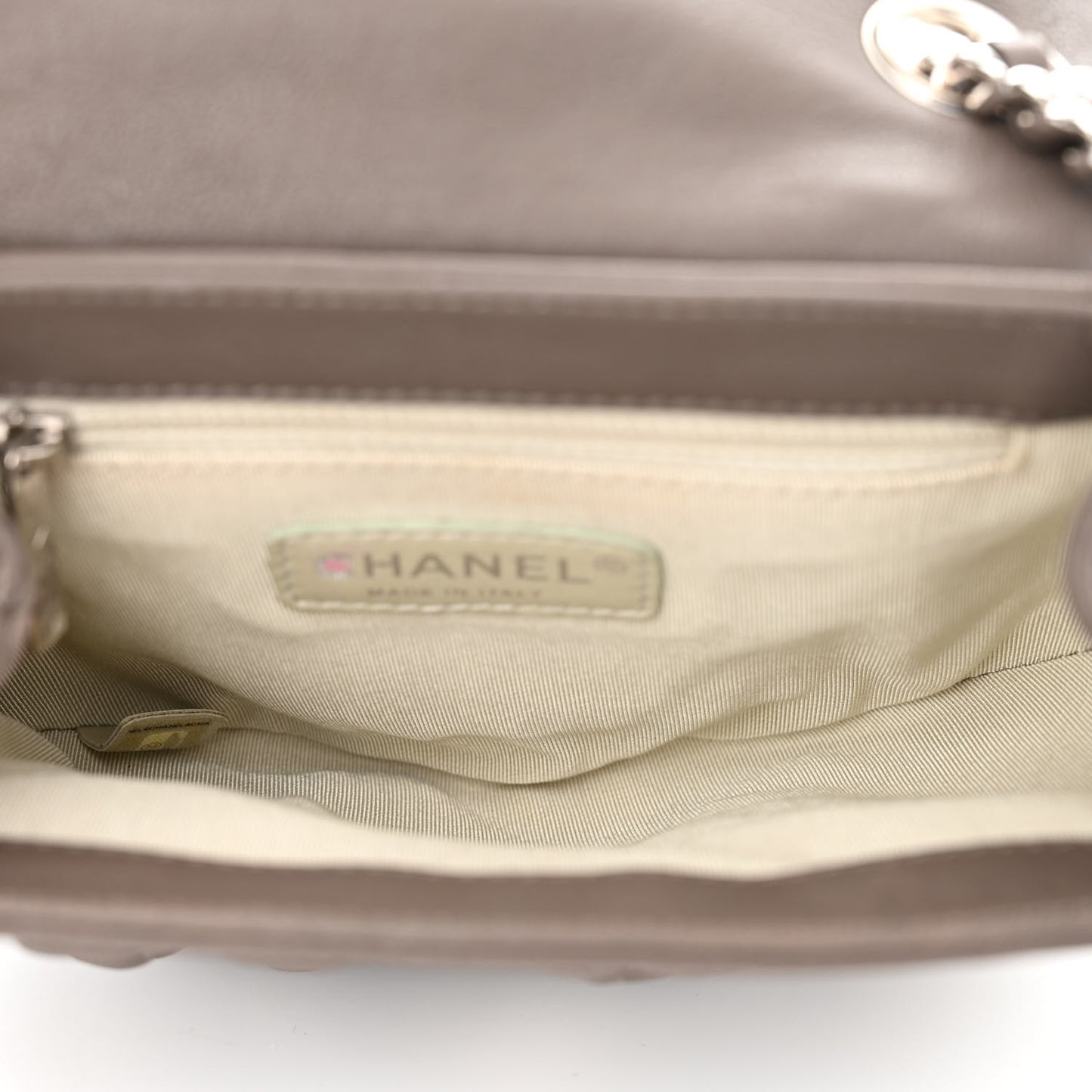 Washed Lambskin Quilted Mini Chain Around Flap Taupe