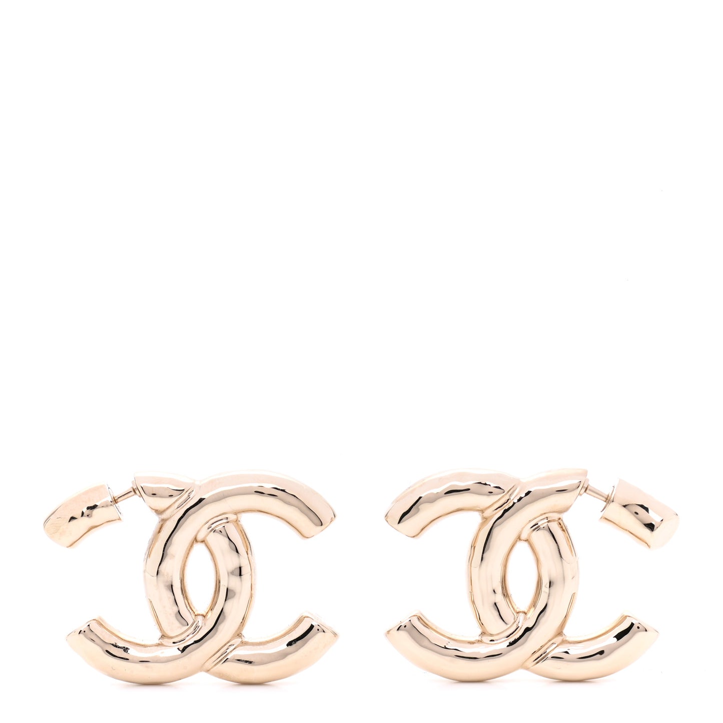 Metal Large CC Earrings Light Gold
