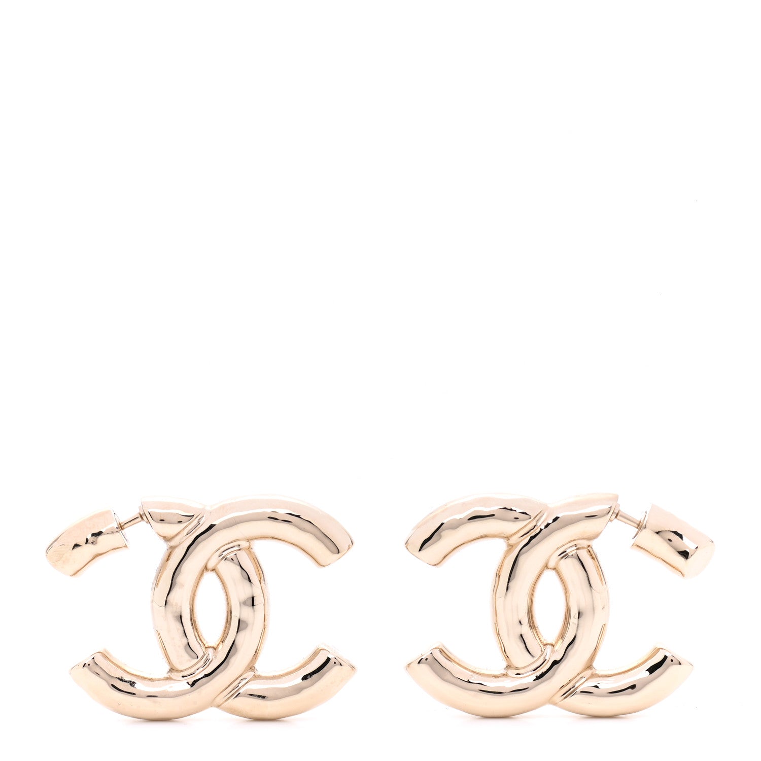 Chanel Metal Large CC Earrings Light Gold 1 of 4