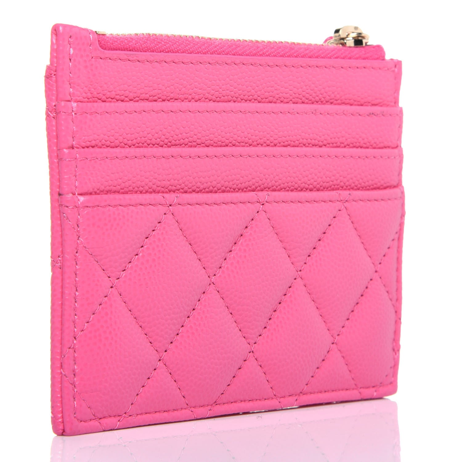 Chanel Caviar Quilted CC Zip Card Holder Pink 3 of 11