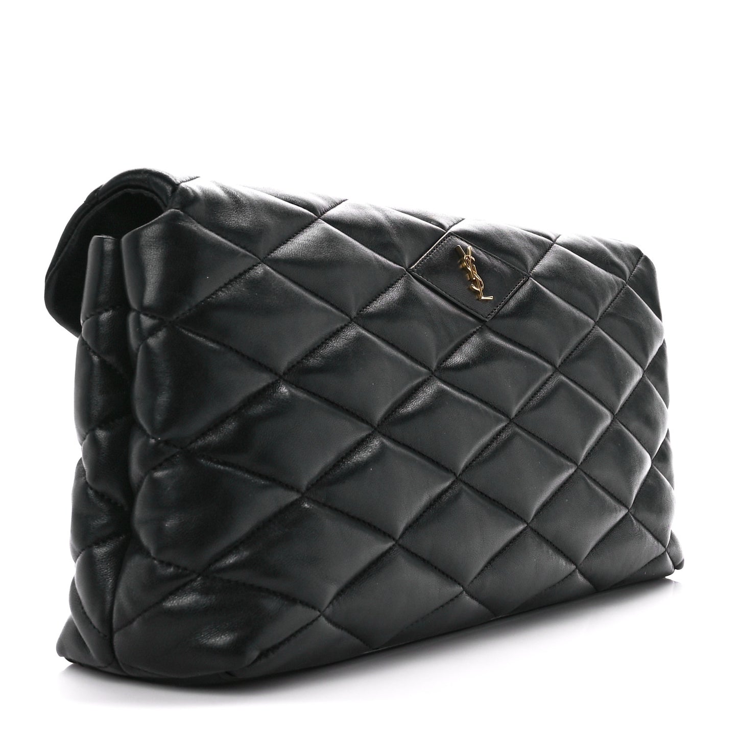 Lambskin Quilted Sade Puffer Envelope Clutch Black
