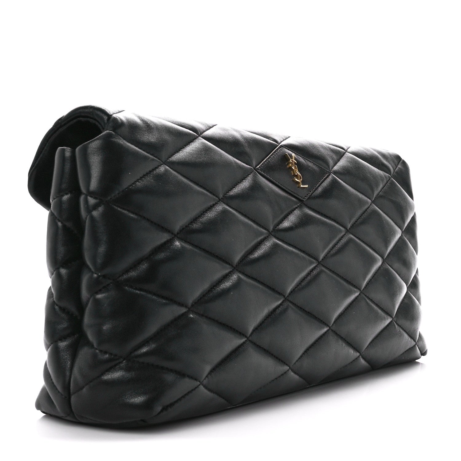 Saint Laurent Lambskin Quilted Sade Puffer Envelope Clutch Black 3 of 13