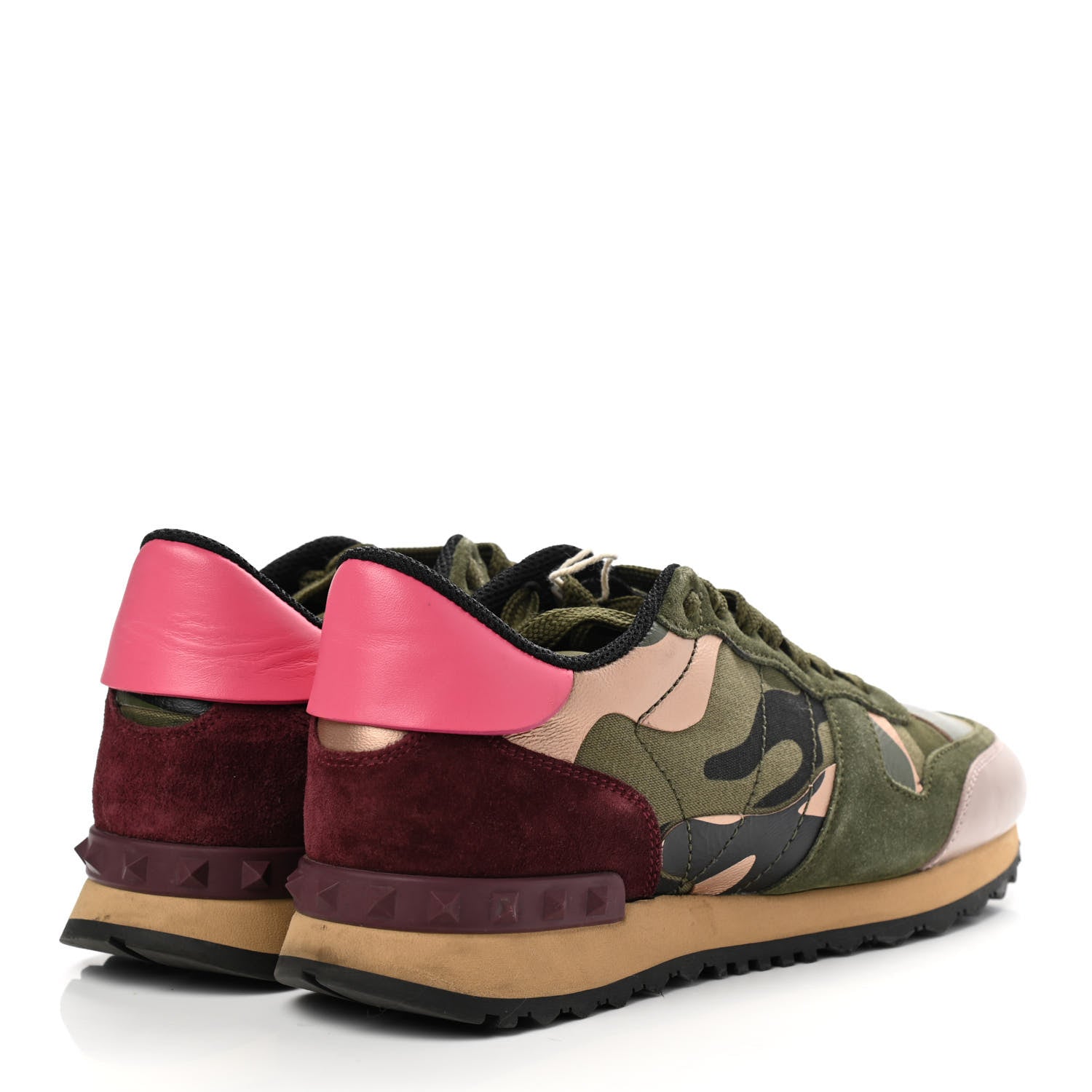 Valentino Garavani Nappa Suede Camouflage Womens Rockrunner Sneakers 37 Army Green Multicolor 4 of 13