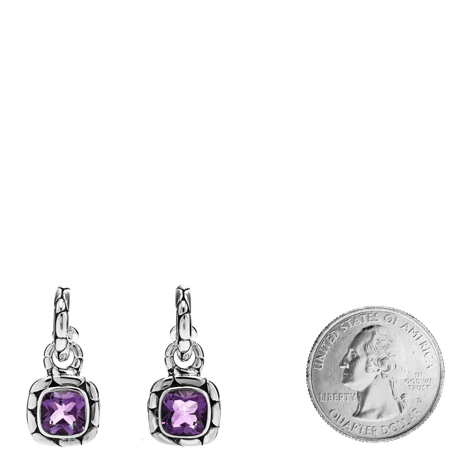 John Hardy Sterling Silver Amethyst Kali Square Drop Earrings 2 of 4