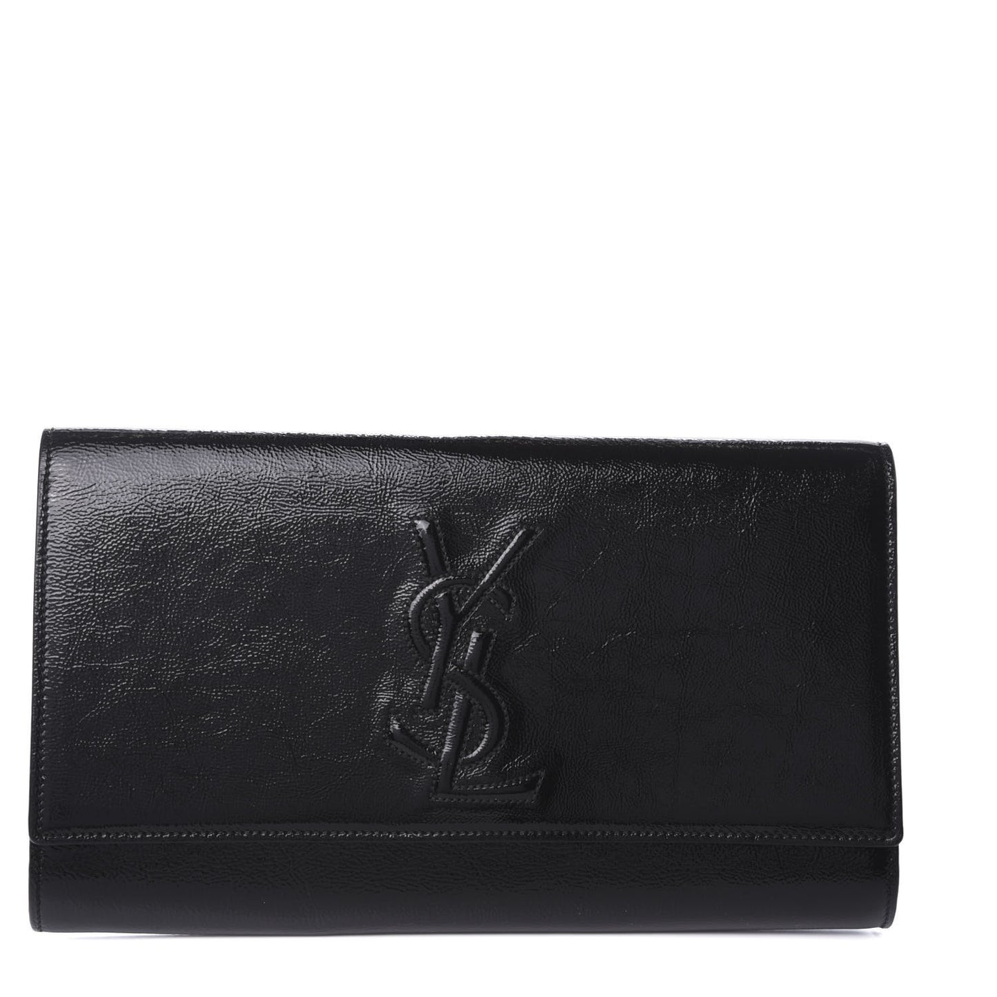 Textured Patent Monogram Large Belle De Jour Clutch Black