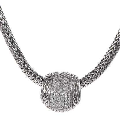 John Hardy Sterling Silver Diamond Half Ball Pendant Necklace 4 of 8