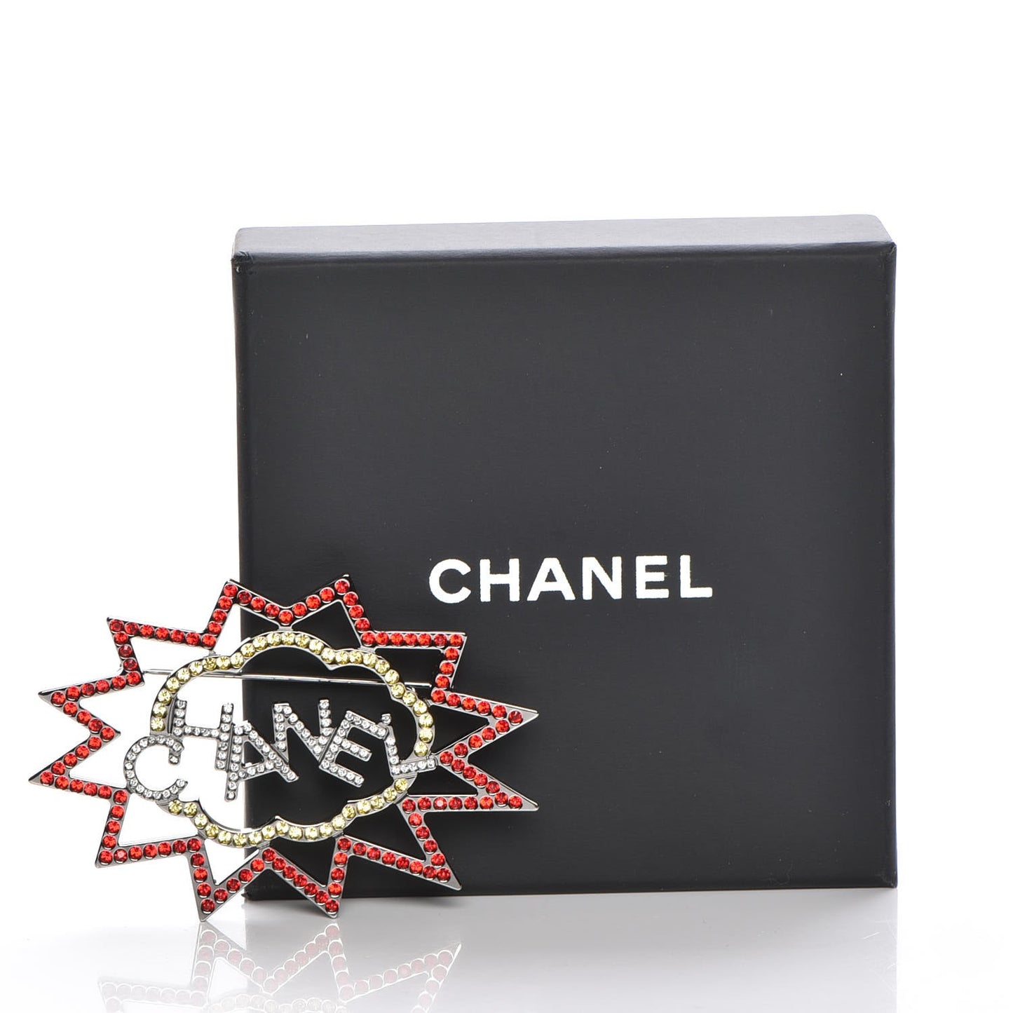 Ruthenium Crystal CC Brooch Red Yellow