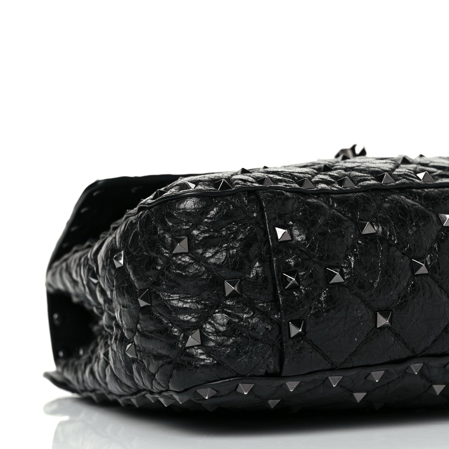 Valentino Garavani Craquele Nappa Medium Rockstud Spike Shoulder Bag Black 7 of 9
