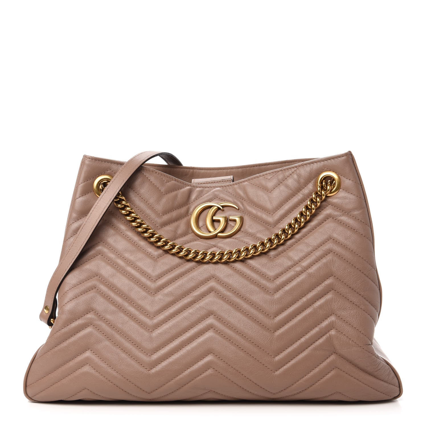 Gucci Calfskin Matelasse Medium GG Marmont Shoulder Tote Bag Porcelain Rose 1 of 17