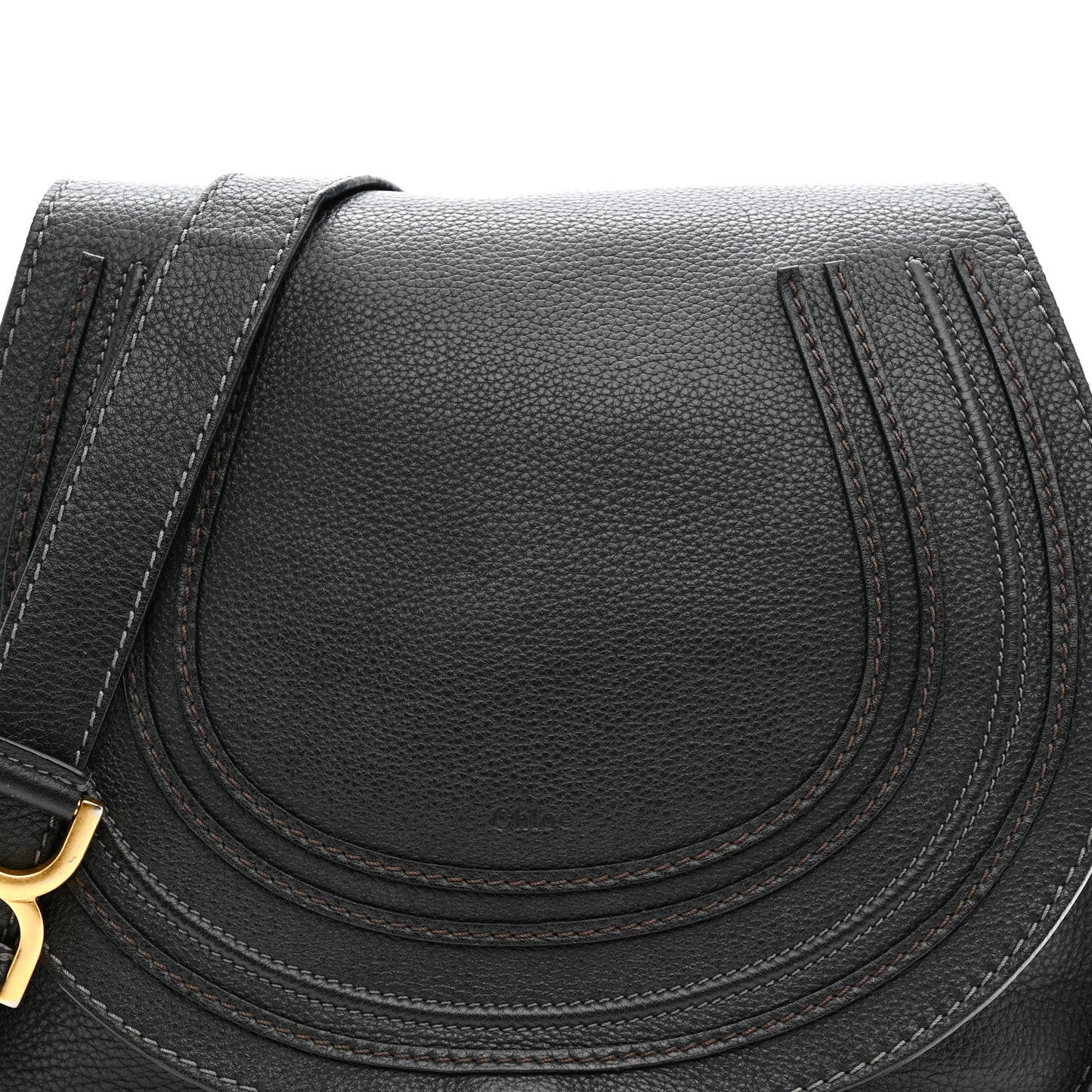 Calfskin Medium Marcie Round Crossbody Bag Black