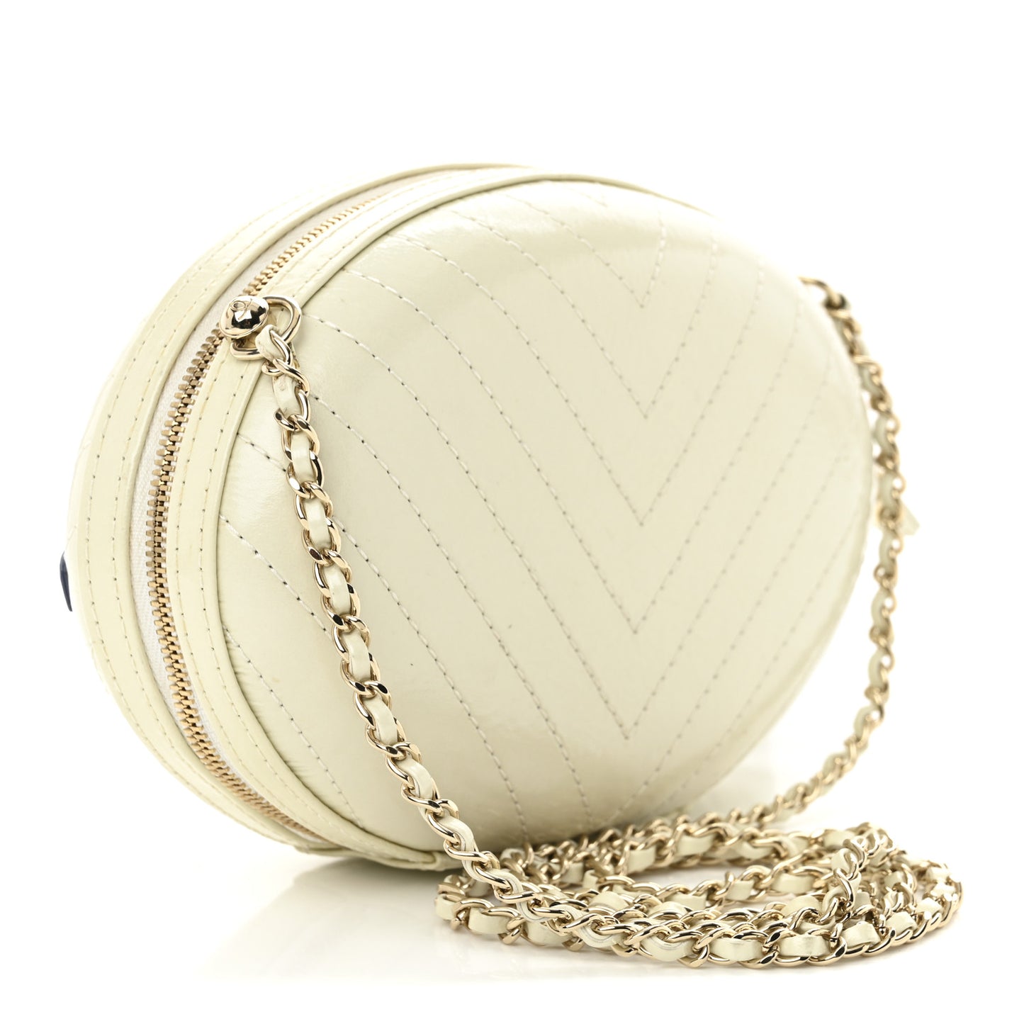 Embroidered Lambskin Chevron Quilted La Pausa Evening Bag White