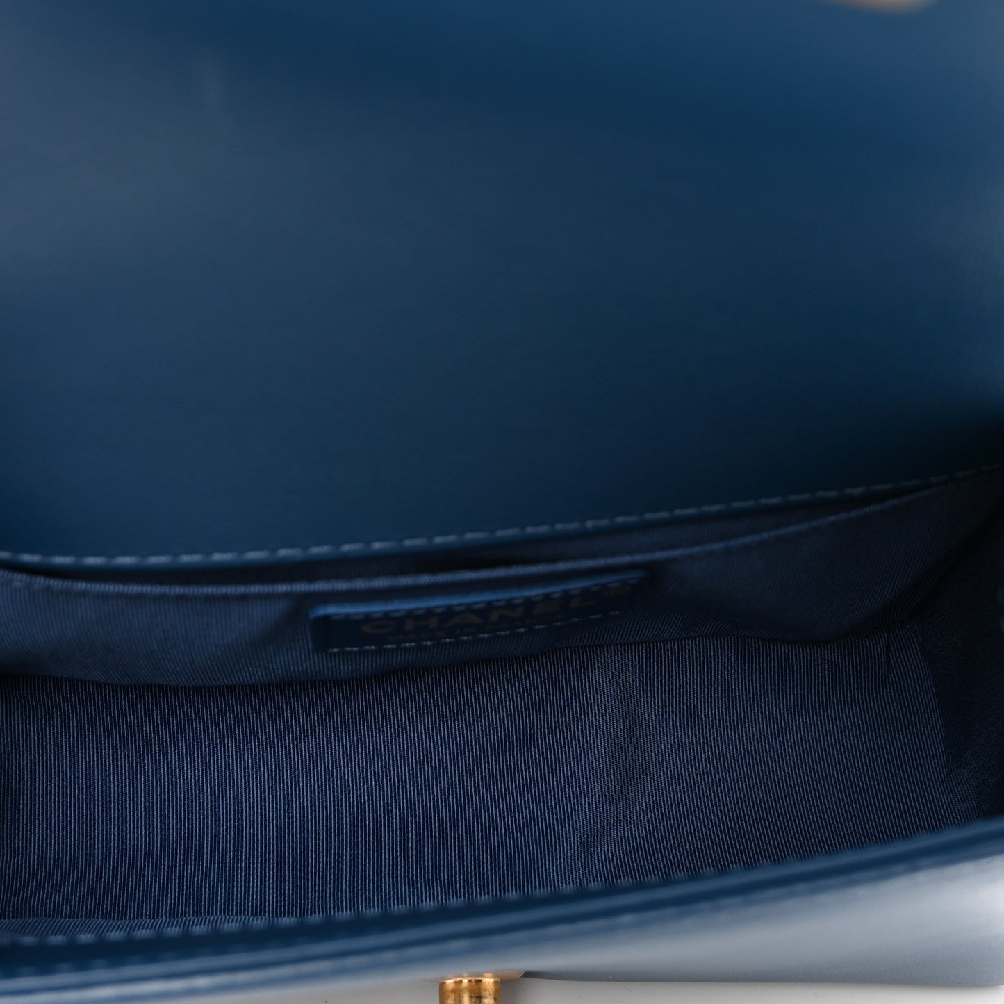 Lambskin Quilted Small Top Handle Boy Flap Navy