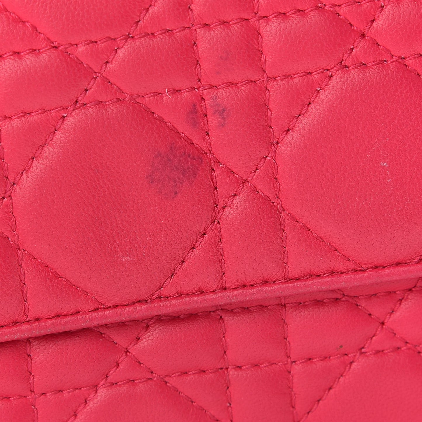 Lambskin Cannage Lady Dior Rendezvous Wallet On Chain Fuchsia