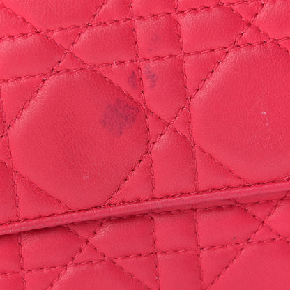 Christian Dior Lambskin Cannage Lady Dior Rendezvous Wallet On Chain Fuchsia 10 of 10