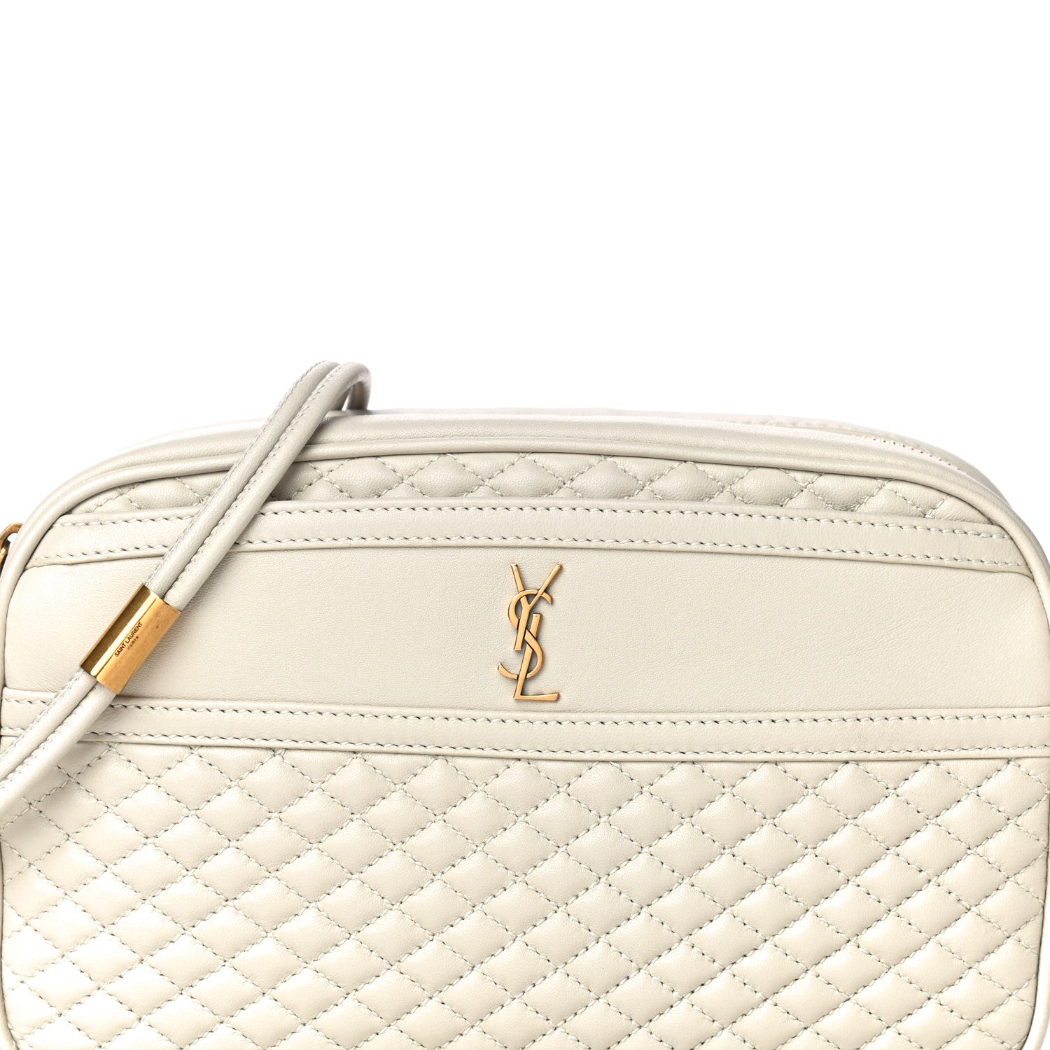 Saint Laurent Lambskin Quilted Victoire Camera Bag Blanc Vintage 7 of 9