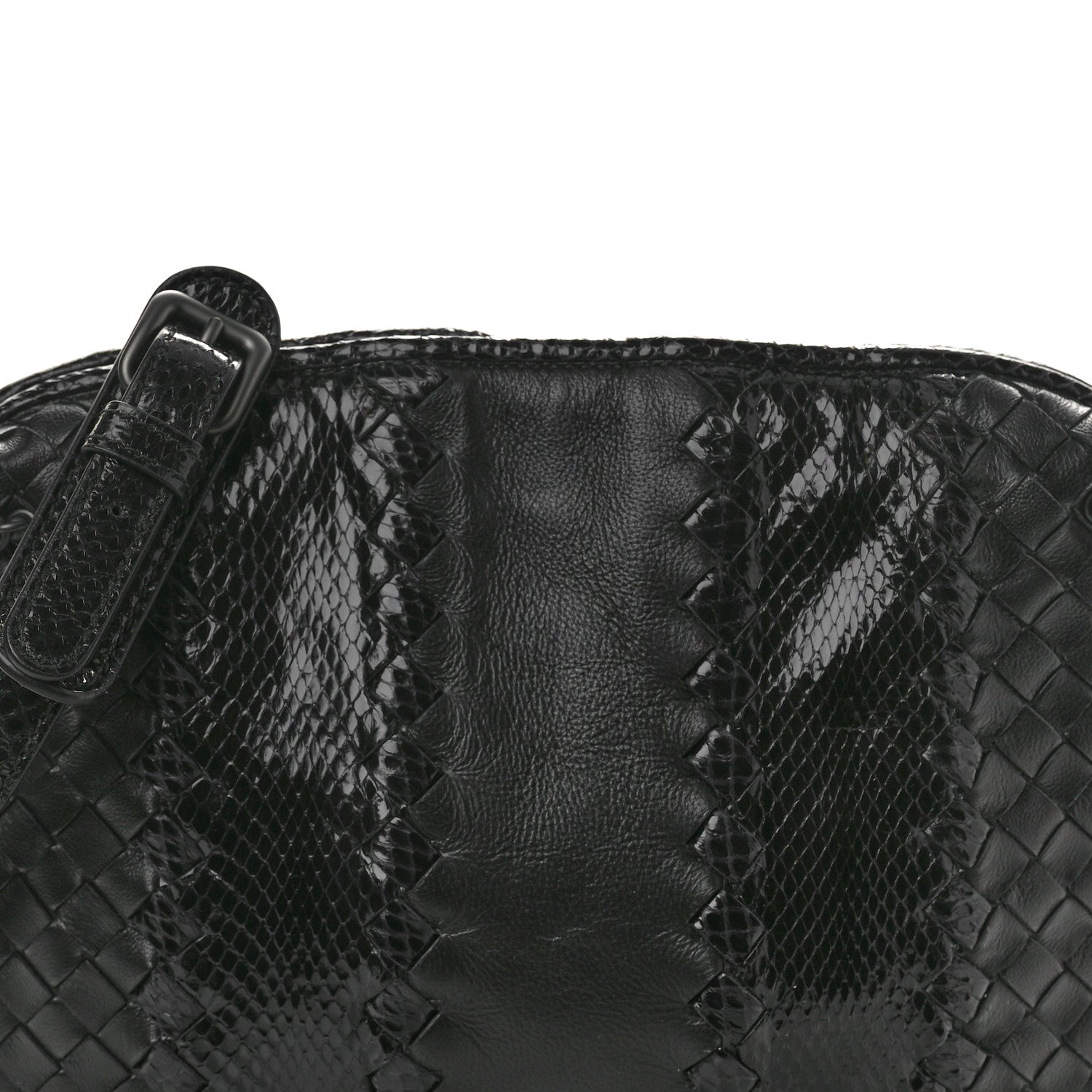 Bottega Veneta Nappa Intrecciato Snakeskin Crossbody Pillow Messenger Black 8 of 10