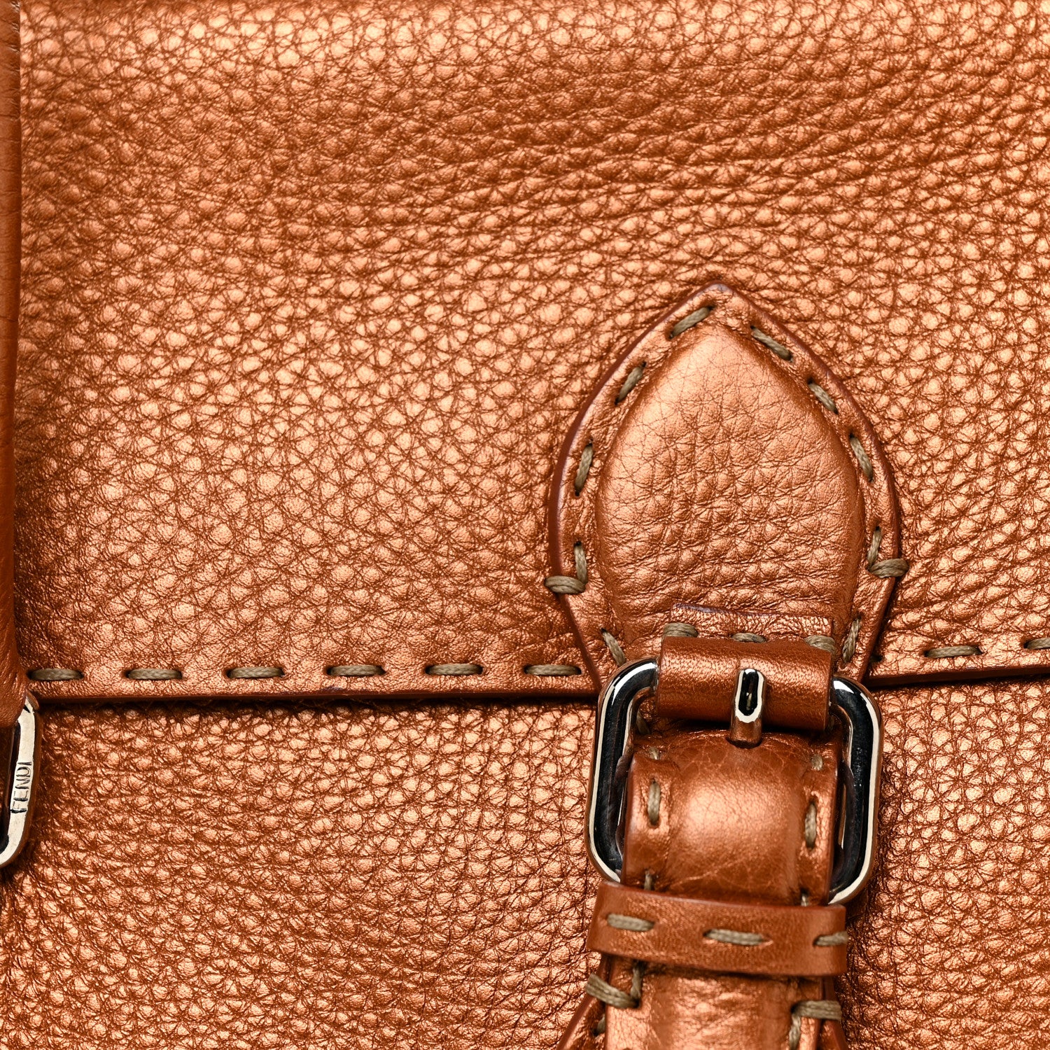 Fendi Cuoio Romano Selleria Linda Satchel Bronzo 8 of 10