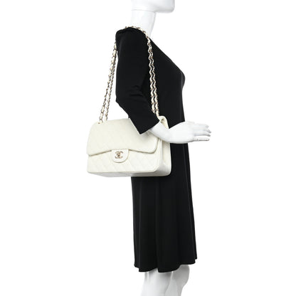 Chanel Caviar Quilted Jumbo Double Flap White 2 of 10