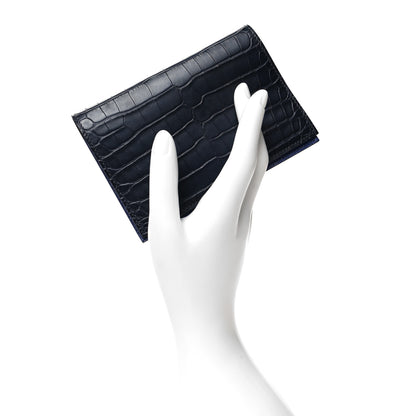 Hermes Matte Alligator Chevre Colorblock MC2 Magellan Passport Holder Black 2 of 11