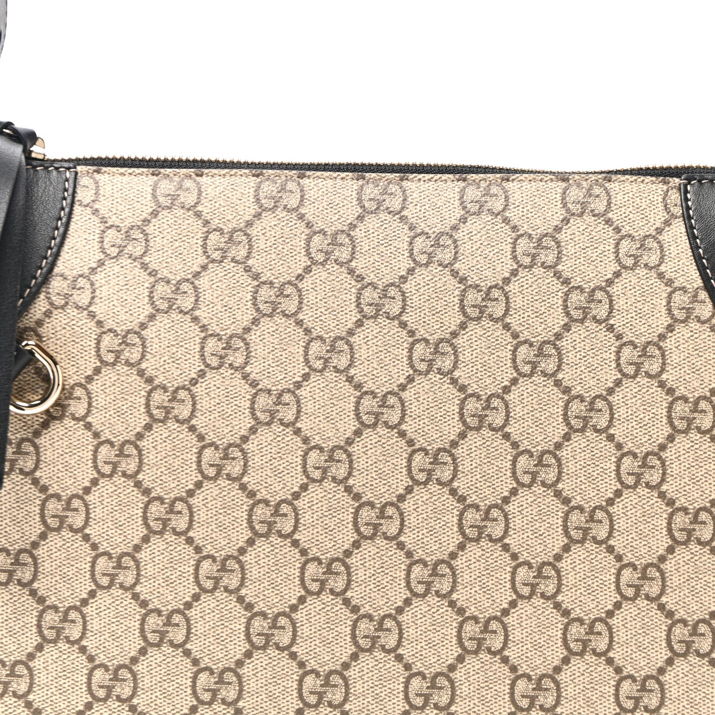 GG Supreme Monogram Textured Calfskin Medium Emblem Shoulder Bag Beige Dark Brown Black