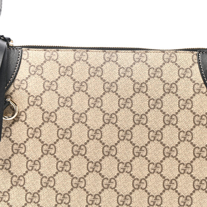 Gucci GG Supreme Monogram Textured Calfskin Medium Emblem Shoulder Bag Beige Dark Brown Black 8 of 10
