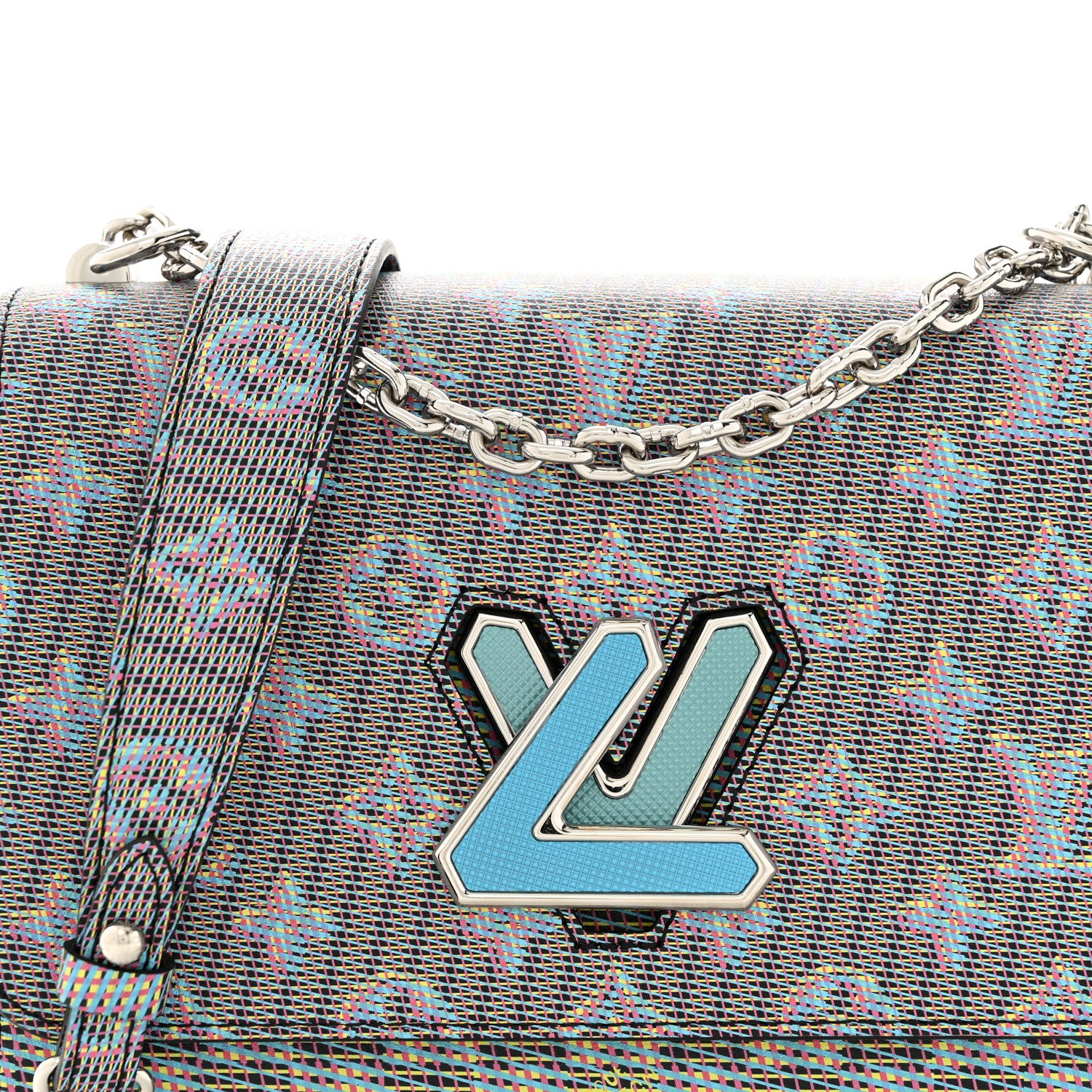 Louis Vuitton Calfskin Monogram LV Pop Twist Shoulder Bag MM Blue 7 of 9