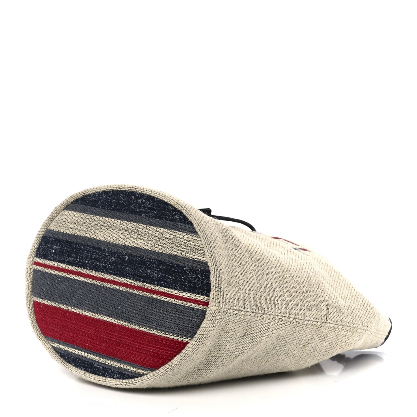 Striped Canvas Deauville Drawstring Bag Beige