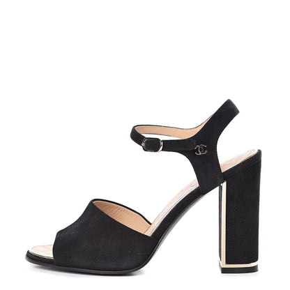 Chanel Suede Sandals 37 Black 1 of 10
