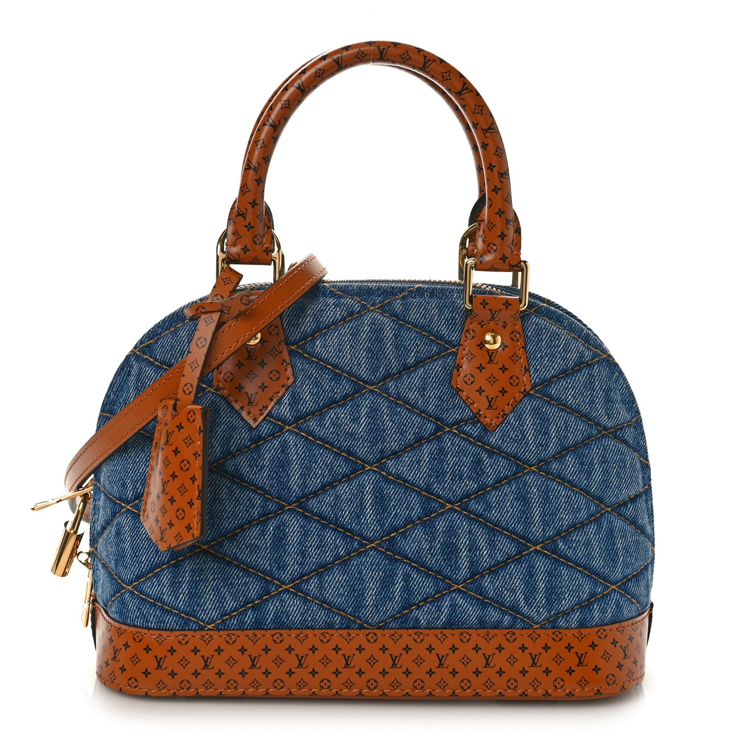Denim Calfskin Reverse Monogram Malletage Alma BB Blue