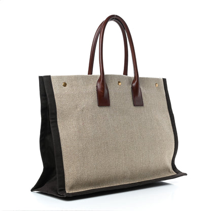 Saint Laurent Linen Calfskin Rive Gauche Tote Natural 3 of 13