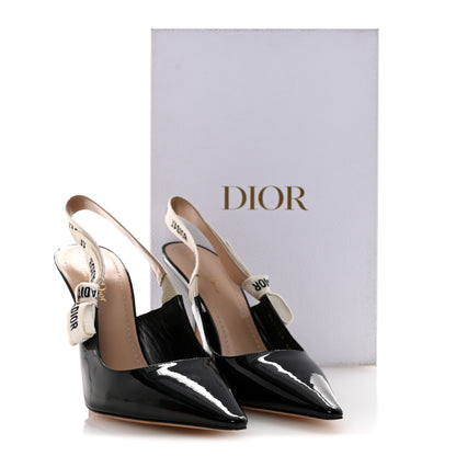 Christian Dior Patent Ribbon J'Adior Slingback 100mm Pumps 40.5 Black 9 of 9