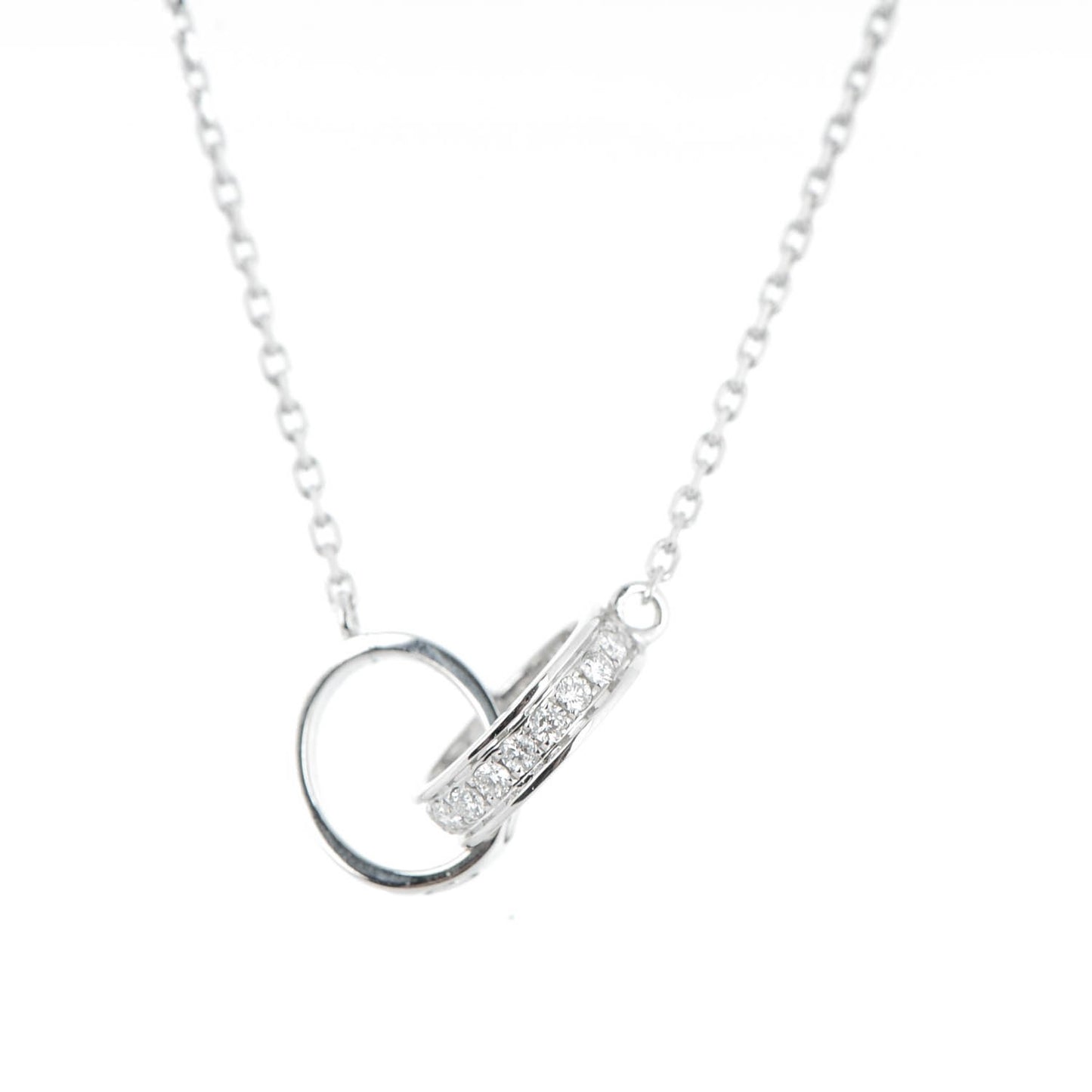 18K White Gold Diamond Interlocking LOVE Necklace