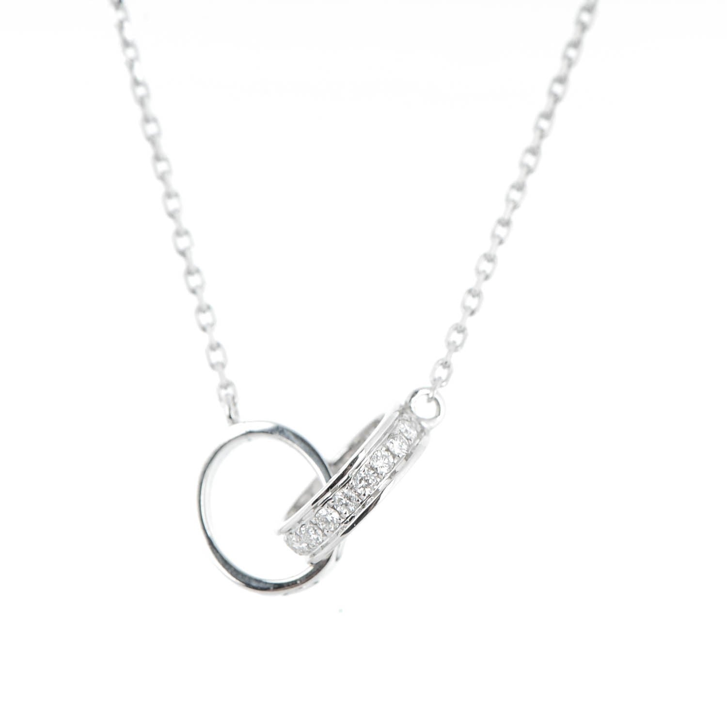 Cartier 18K White Gold Diamond Interlocking LOVE Necklace 3 of 7