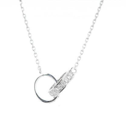 Cartier 18K White Gold Diamond Interlocking LOVE Necklace 3 of 7