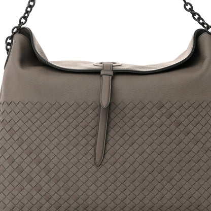 Bottega Veneta Cervo Intrecciato Flap Top Hobo Steel 8 of 16